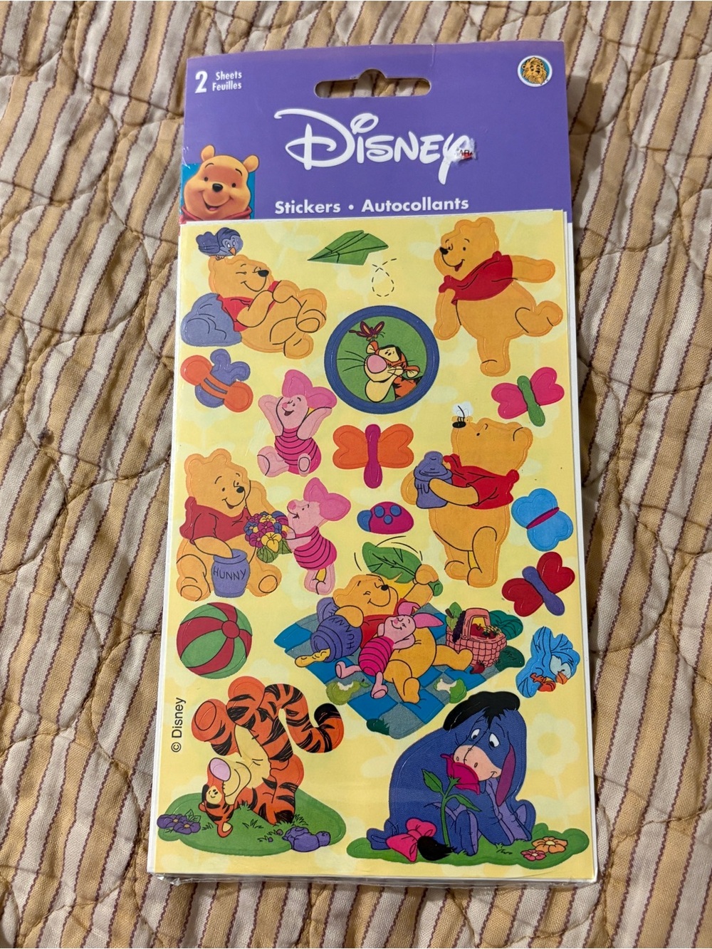 New Sealed Vintage 90s Sandylion Disney Winnie the Pooh Yellow Sticker Sheets